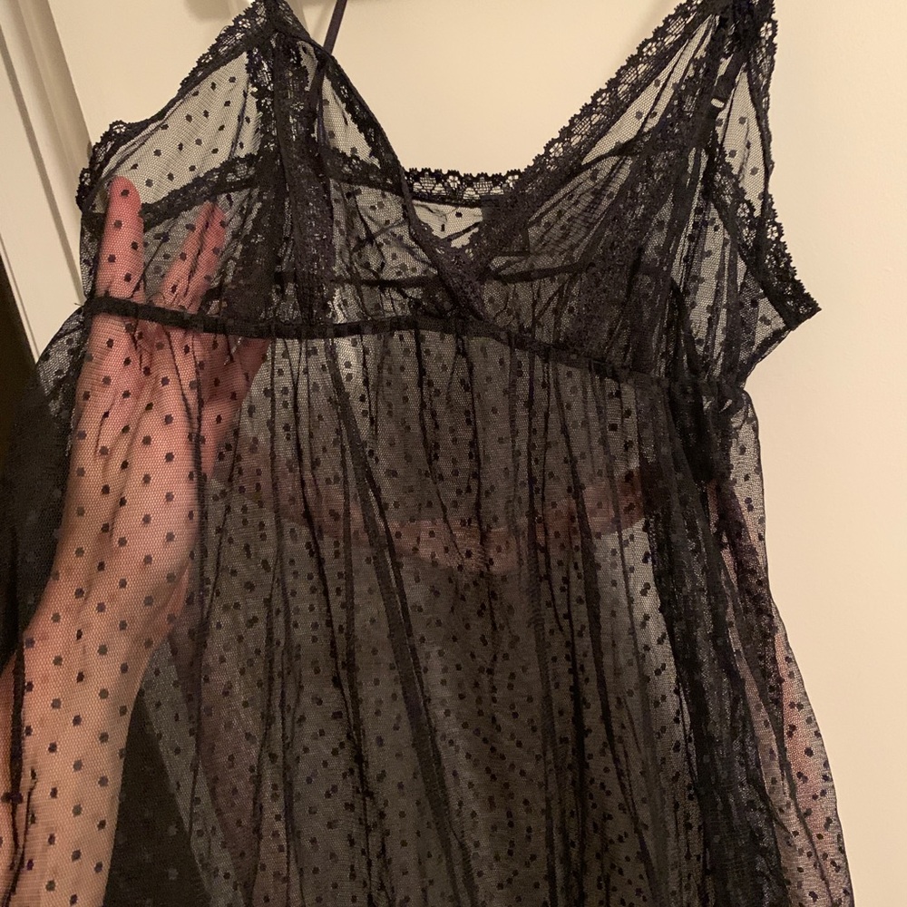 Black dot open cup babydoll